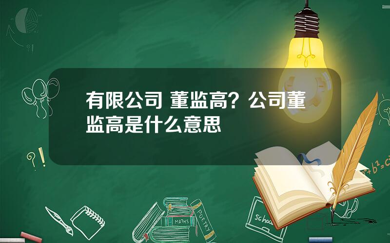 有限公司 董监高？公司董监高是什么意思